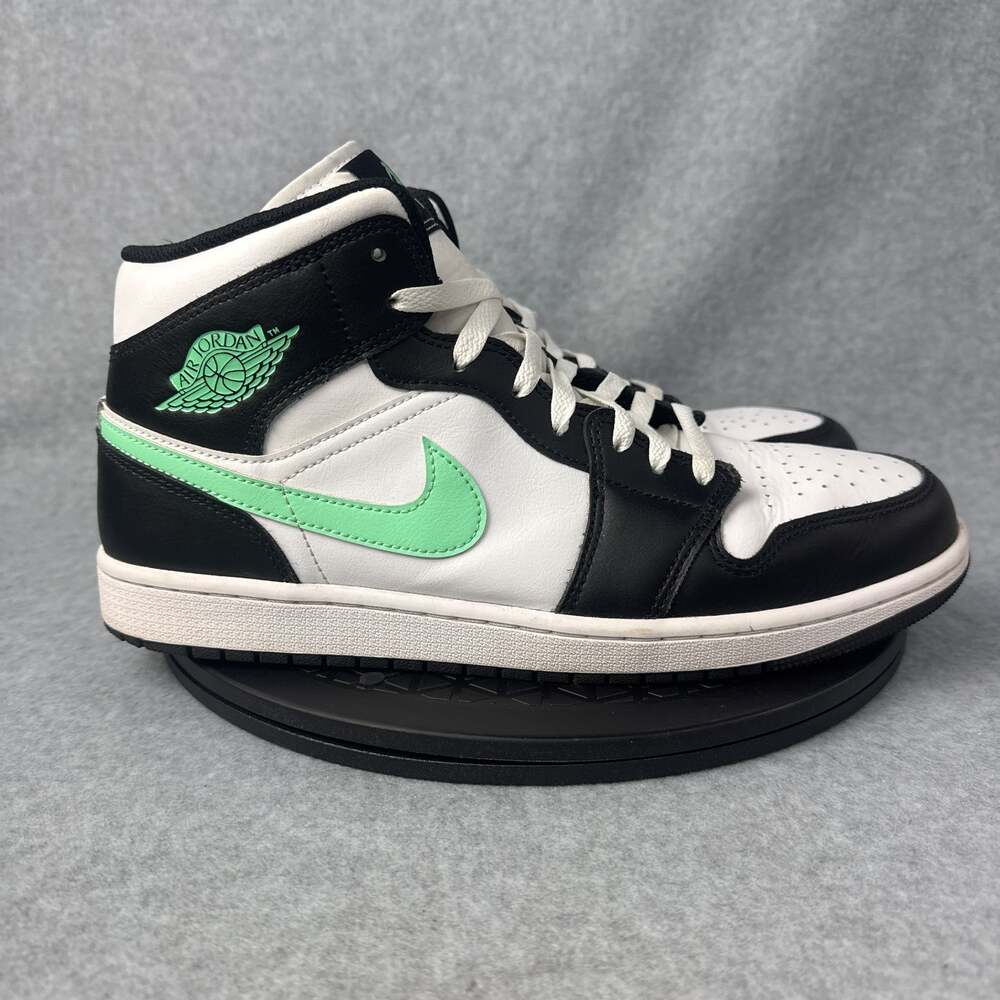 Nike Air Jordan 1 Mid Green Glow White Black Shoes Men's Size 11.5 (DQ8426-103)